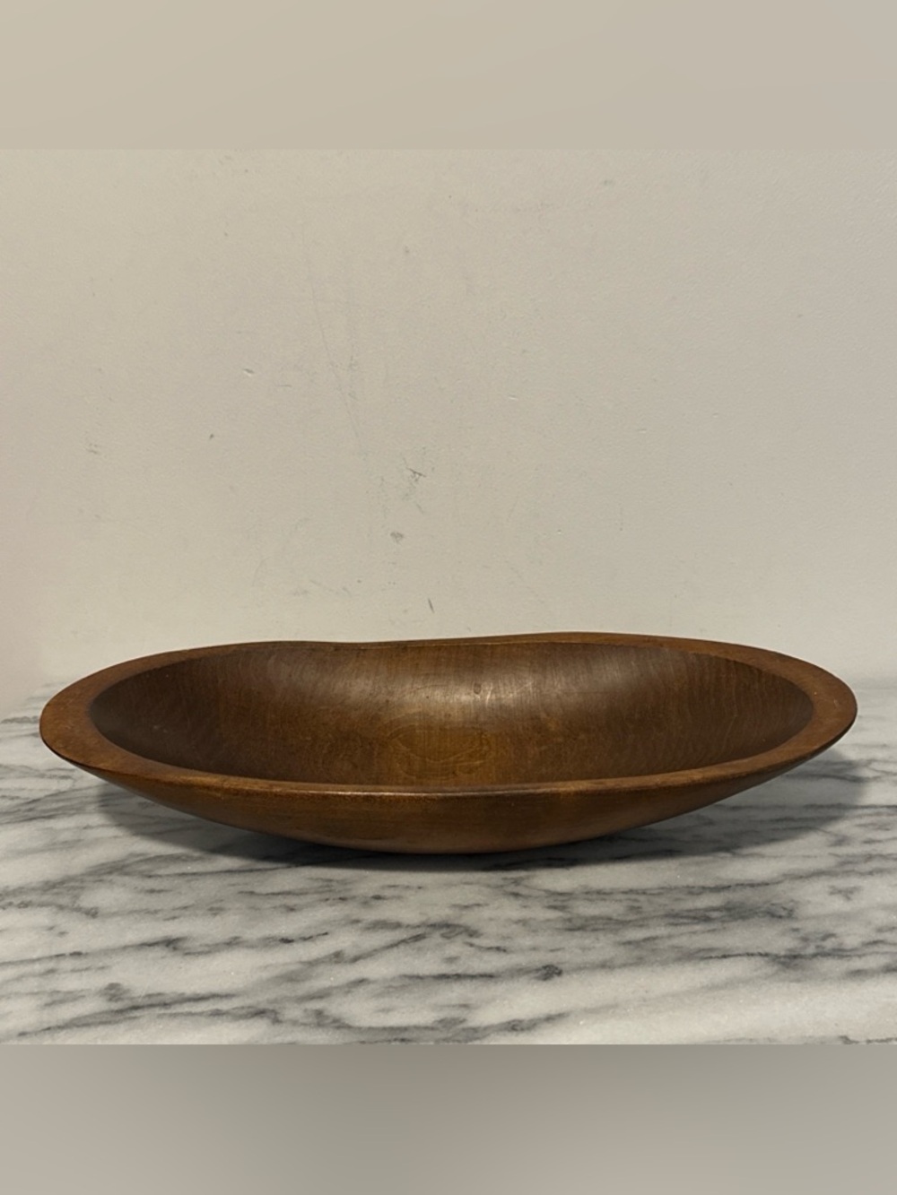 Hand-Carved Wooden Dough Bowl - Brown Made in USA vintage